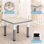 Tavolo Regolabile per Bambini COZONY con 4 Sedie, Set Tavolo Attività per Bambini di 2-10 Anni, Scrivania da Gioco per Asilo Nido con Gambe Antiscivolo e Piano Anti-graffiti