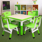 Tavolo Regolabile per Bambini COZONY con 4 Sedie, Set Tavolo Attività per Bambini di 2-10 Anni, Scrivania da Gioco per Asilo Nido con Gambe Antiscivolo e Piano Anti-graffiti