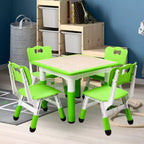 Tavolo Regolabile per Bambini COZONY con 4 Sedie, Set Tavolo Attività per Bambini di 2-10 Anni, Scrivania da Gioco per Asilo Nido con Gambe Antiscivolo e Piano Anti-graffiti