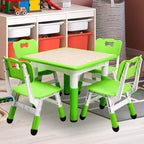 Tavolo Regolabile per Bambini COZONY con 4 Sedie, Set Tavolo Attività per Bambini di 2-10 Anni, Scrivania da Gioco per Asilo Nido con Gambe Antiscivolo e Piano Anti-graffiti