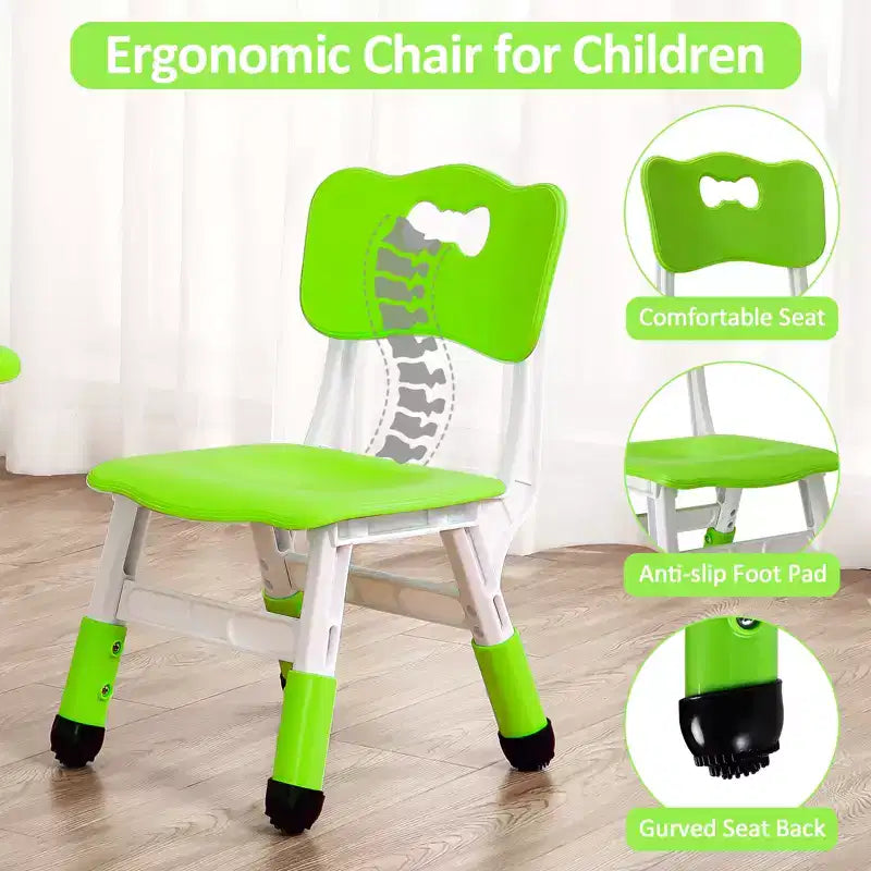 Tavolo Regolabile per Bambini COZONY con 4 Sedie, Set Tavolo Attività per Bambini di 2-10 Anni, Scrivania da Gioco per Asilo Nido con Gambe Antiscivolo e Piano Anti-graffiti