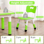 Tavolo Regolabile per Bambini COZONY con 4 Sedie, Set Tavolo Attività per Bambini di 2-10 Anni, Scrivania da Gioco per Asilo Nido con Gambe Antiscivolo e Piano Anti-graffiti