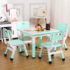 Tavolo Regolabile per Bambini COZONY con 4 Sedie, Set Tavolo Attività per Bambini di 2-10 Anni, Scrivania da Gioco per Asilo Nido con Gambe Antiscivolo e Piano Anti-graffiti