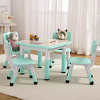 Tavolo Regolabile per Bambini COZONY con 4 Sedie, Set Tavolo Attività per Bambini di 2-10 Anni, Scrivania da Gioco per Asilo Nido con Gambe Antiscivolo e Piano Anti-graffiti