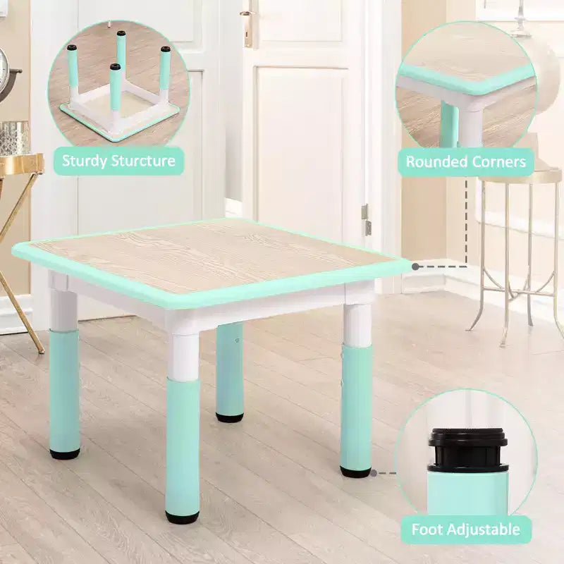 Tavolo Regolabile per Bambini COZONY con 4 Sedie, Set Tavolo Attività per Bambini di 2-10 Anni, Scrivania da Gioco per Asilo Nido con Gambe Antiscivolo e Piano Anti-graffiti