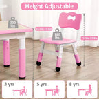 Tavolo Regolabile per Bambini COZONY con 4 Sedie, Set Tavolo Attività per Bambini di 2-10 Anni, Scrivania da Gioco per Asilo Nido con Gambe Antiscivolo e Piano Anti-graffiti