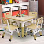 Tavolo Regolabile per Bambini COZONY con 4 Sedie, Set Tavolo Attività per Bambini di 2-10 Anni, Scrivania da Gioco per Asilo Nido con Gambe Antiscivolo e Piano Anti-graffiti