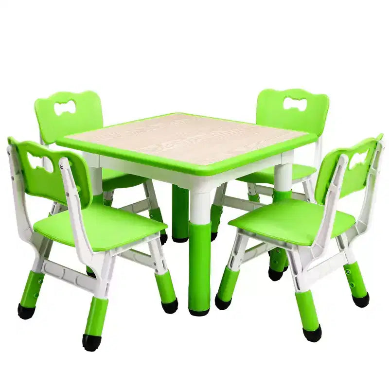 Tavolo Regolabile per Bambini COZONY con 4 Sedie, Set Tavolo Attività per Bambini di 2-10 Anni, Scrivania da Gioco per Asilo Nido con Gambe Antiscivolo e Piano Anti-graffiti