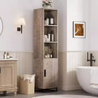 Mobiletto alto e stretto da bagno con ripiano regolabile, organizer portaoggetti indipendente per lavanderia e soggiorno