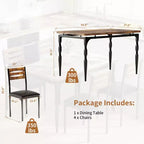 Set da pranzo da 5 pezzi per 4 persone, set da tavolo da cucina da 43" con gambe a spirale, tavolo e sedie da cucina rettangolari in legno, tavolo da colazione salvaspazio