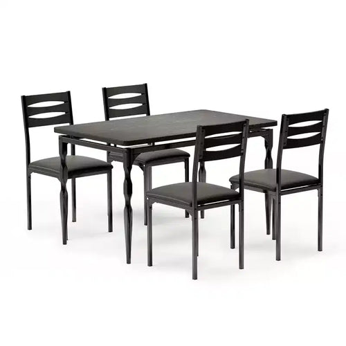 Set da pranzo da 5 pezzi per 4 persone, set da tavolo da cucina da 43" con gambe a spirale, tavolo e sedie da cucina rettangolari in legno, tavolo da colazione salvaspazio