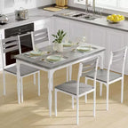 Set da pranzo da 5 pezzi per 4 persone, set da tavolo da cucina da 43" con gambe a spirale, tavolo e sedie da cucina rettangolari in legno, tavolo da colazione salvaspazio