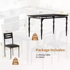 Set da pranzo da 5 pezzi per 4 persone, set da tavolo da cucina da 43" con gambe a spirale, tavolo e sedie da cucina rettangolari in legno, tavolo da colazione salvaspazio