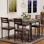 Set da pranzo da 5 pezzi per 4 persone, set da tavolo da cucina da 43" con gambe a spirale, tavolo e sedie da cucina rettangolari in legno, tavolo da colazione salvaspazio