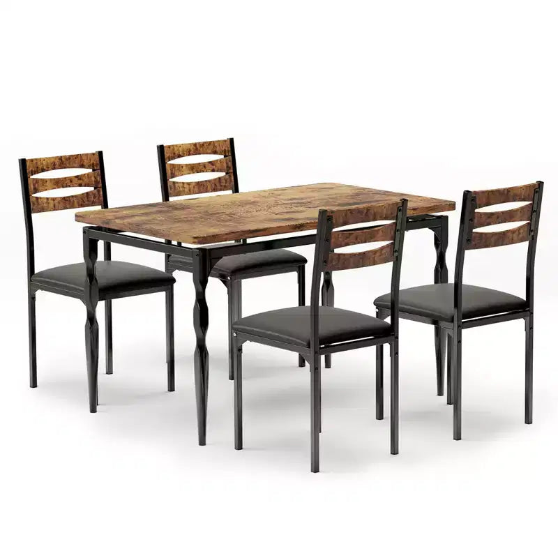 Set da pranzo da 5 pezzi per 4 persone, set da tavolo da cucina da 43" con gambe a spirale, tavolo e sedie da cucina rettangolari in legno, tavolo da colazione salvaspazio