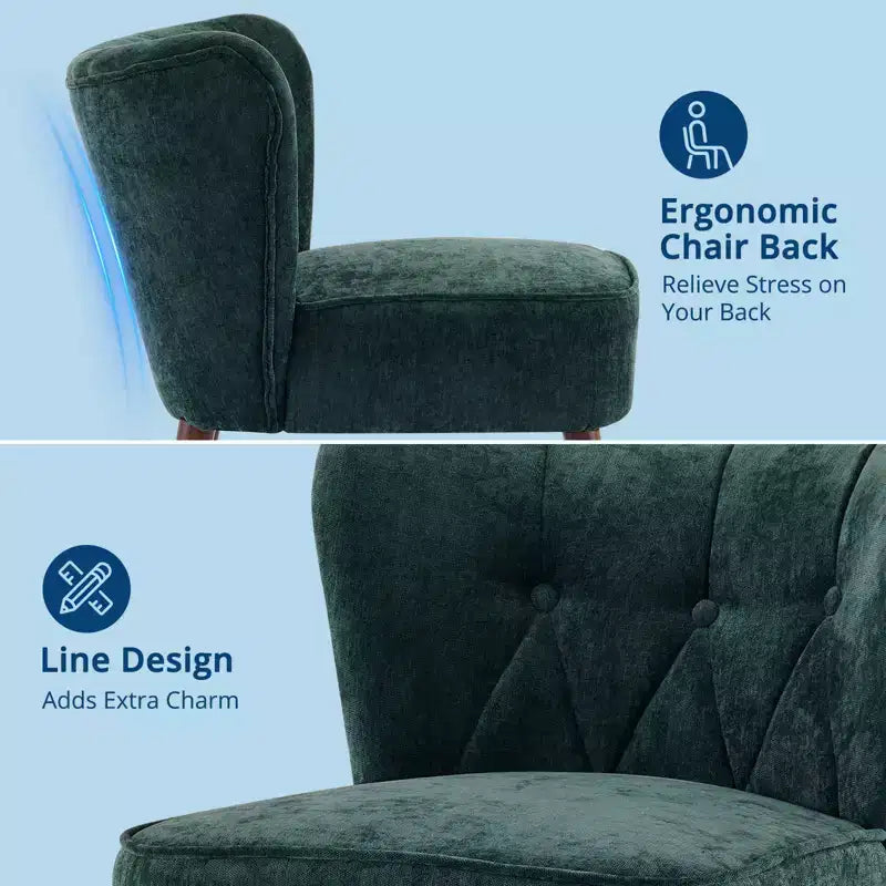 Sedia da pranzo Accent con gambe in legno imbottite, senza braccioli per sala da pranzo, camera da letto, soggiorno