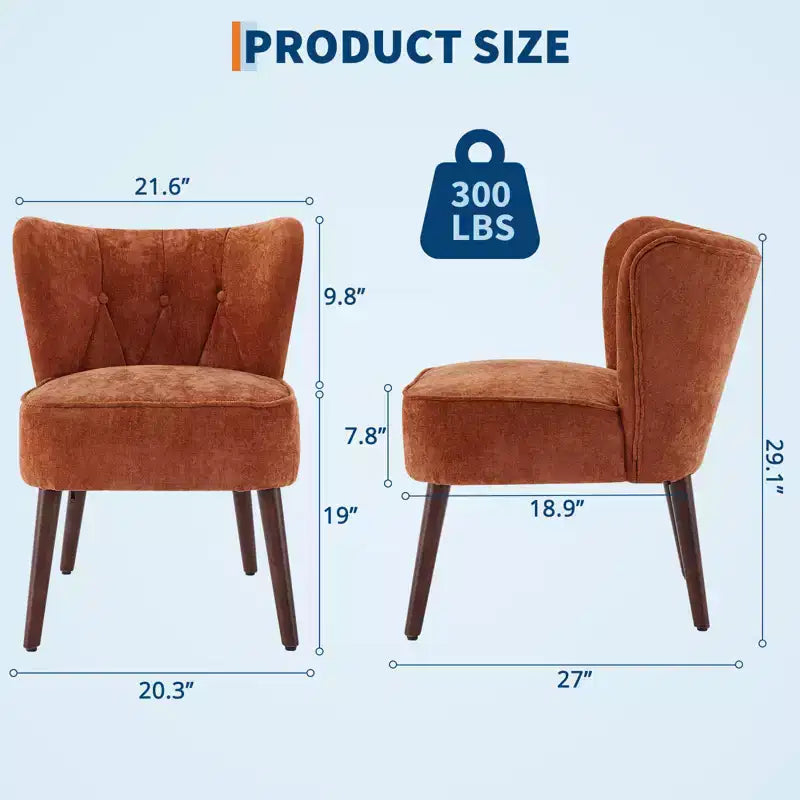 Sedia da pranzo Accent con gambe in legno imbottite, senza braccioli per sala da pranzo, camera da letto, soggiorno