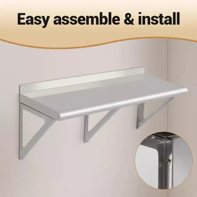 Scaffalatura Commerciale a Muro in Acciaio Inox, Scaffalatura in Metallo per Elettrodomestici e Attrezzature per Cucina Ristorante Garage Lavanderia Ripostiglio
