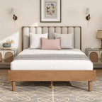 GDFStudio Letto in legno Ophelia Farmhouse con testiera imbottita