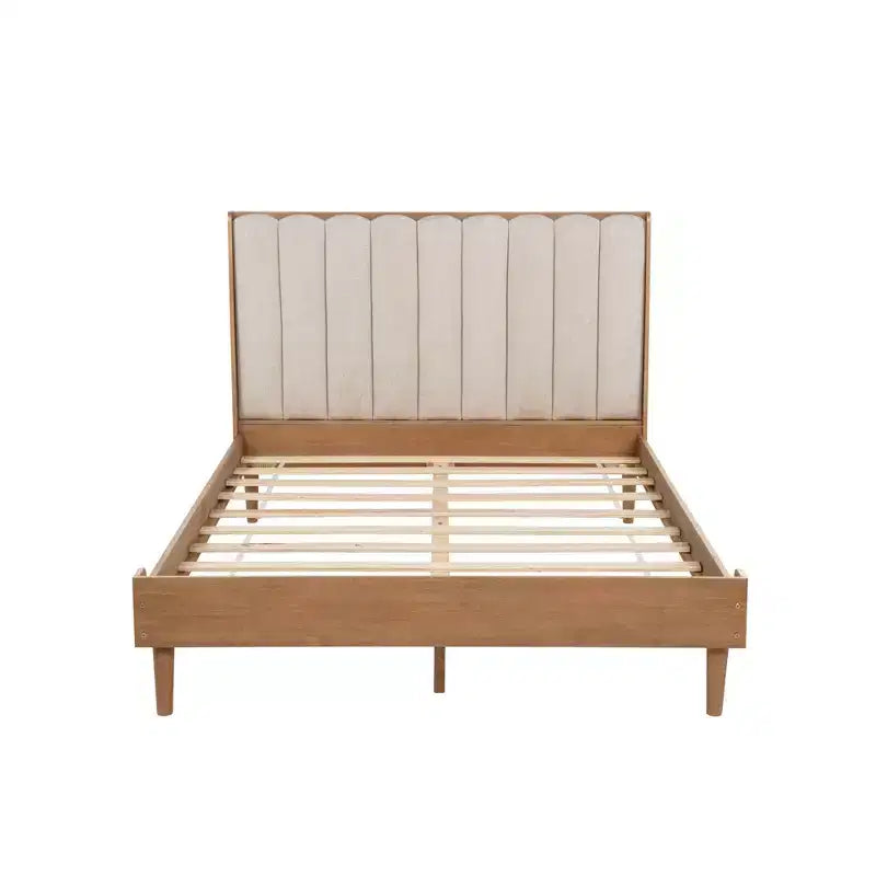 GDFStudio Letto in legno Ophelia Farmhouse con testiera imbottita