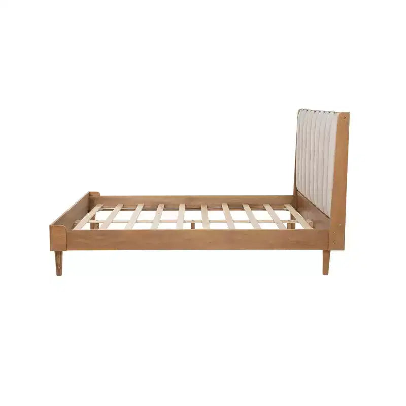 GDFStudio Letto in legno Ophelia Farmhouse con testiera imbottita