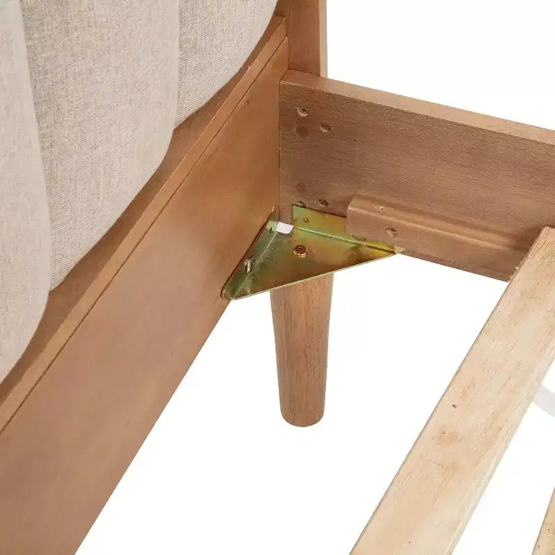 GDFStudio Letto in legno Ophelia Farmhouse con testiera imbottita
