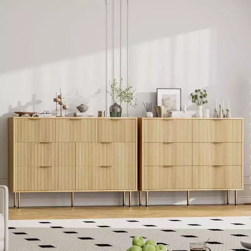 Cassettiera a 7 cassetti scanalati COZONY, mobile contenitore moderno in legno, mobili per camera da letto, soggiorno e corridoio