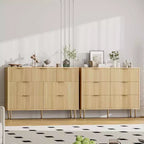 Cassettiera a 7 cassetti scanalati COZONY, mobile contenitore moderno in legno, mobili per camera da letto, soggiorno e corridoio