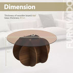 Tavolino da caffè in vetro, tavolino rotondo con struttura geometrica in metallo, tavolino da caffè moderno e minimalista per decorazioni