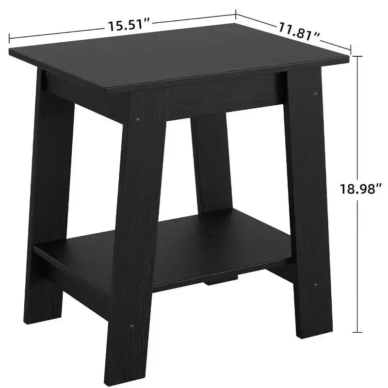 Tavolino a 2 livelli con ripiano, tavolino laterale per soggiorno, camera da letto o ingresso, comodino in stile rustico con montaggio facile