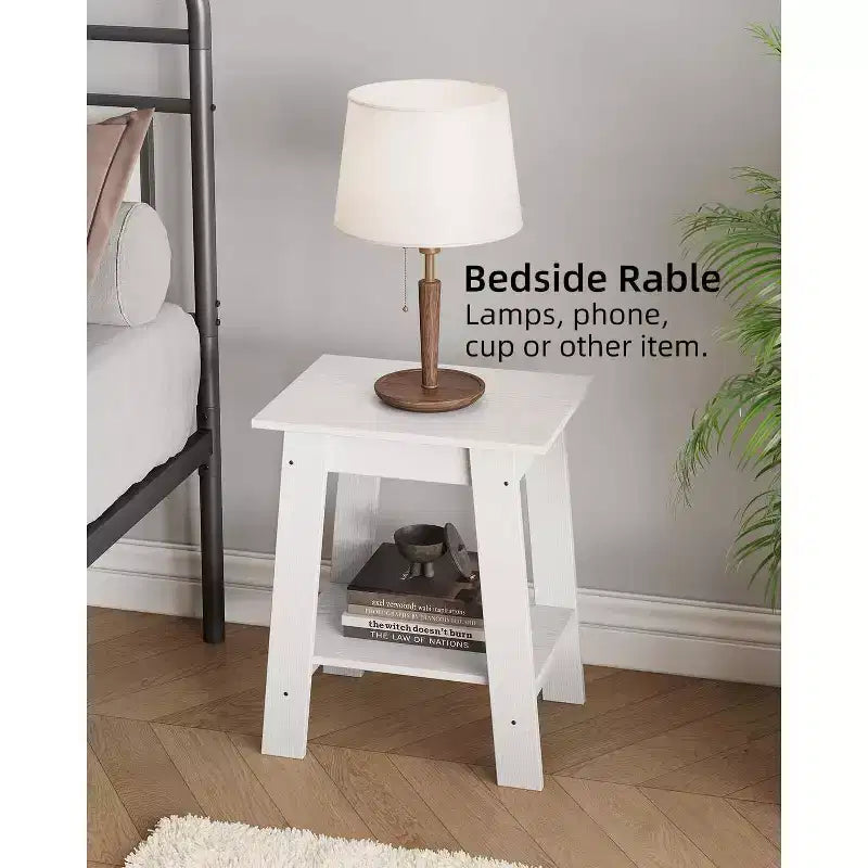 Tavolino a 2 livelli con ripiano, tavolino laterale per soggiorno, camera da letto o ingresso, comodino in stile rustico con montaggio facile