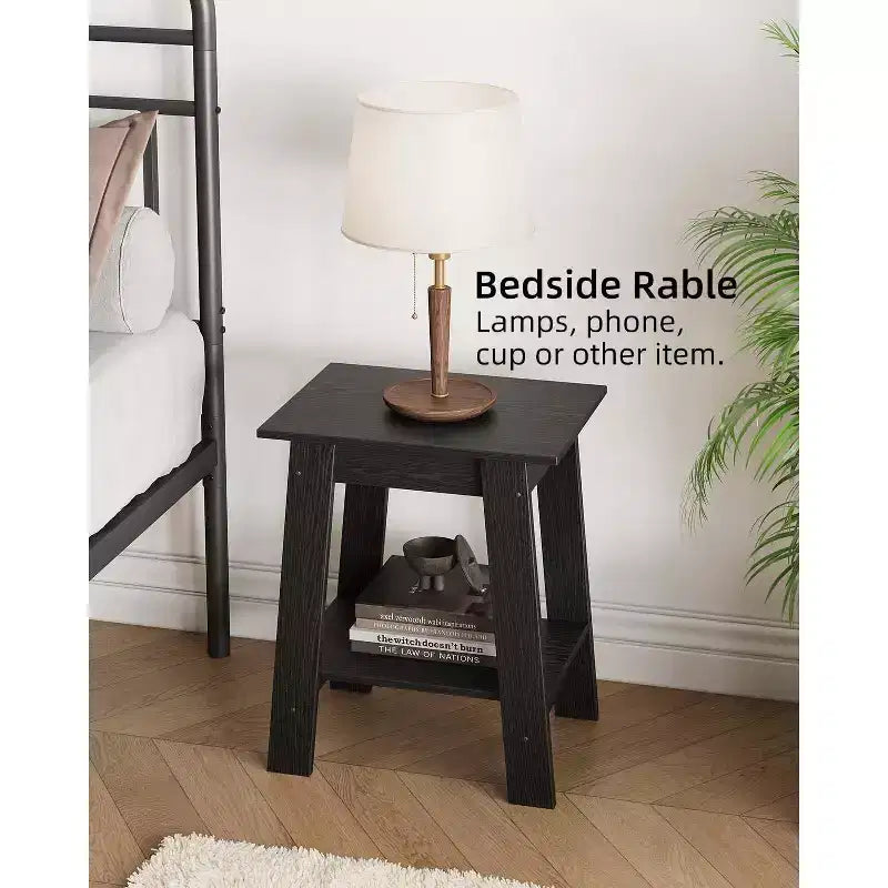 Tavolino a 2 livelli con ripiano, tavolino laterale per soggiorno, camera da letto o ingresso, comodino in stile rustico con montaggio facile