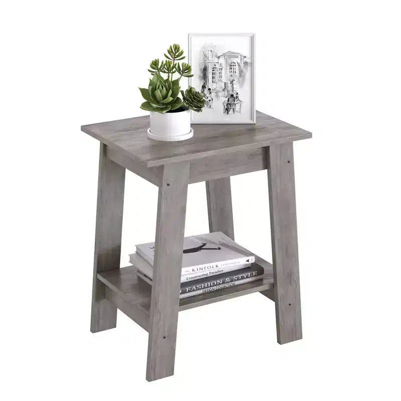 Tavolino a 2 livelli con ripiano, tavolino laterale per soggiorno, camera da letto o ingresso, comodino in stile rustico con montaggio facile
