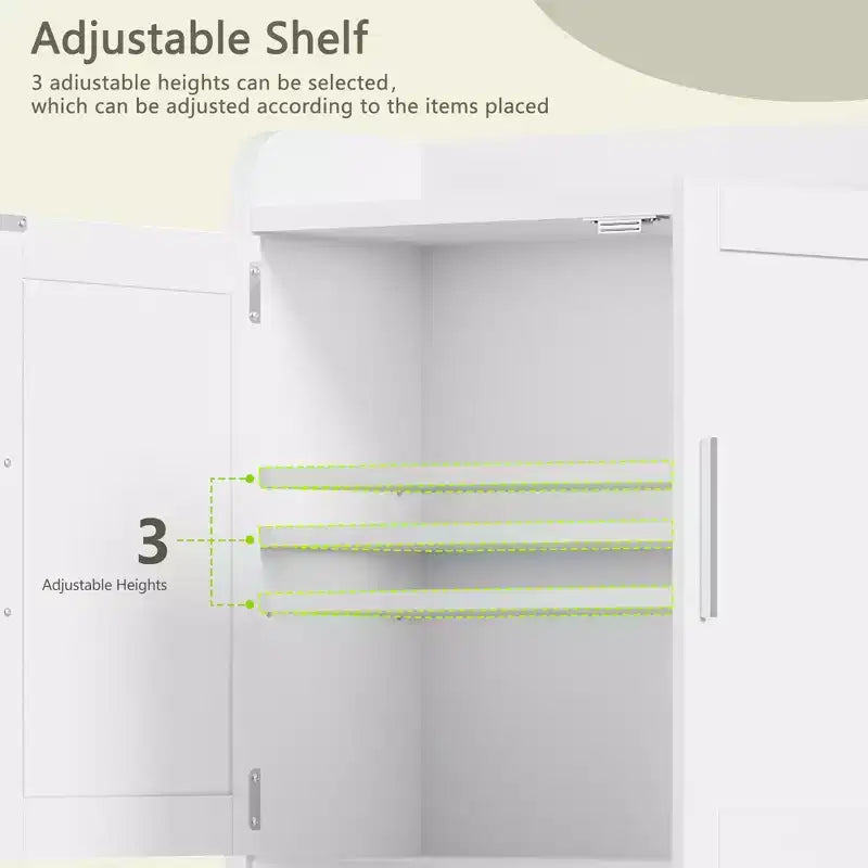 VECELO Mobiletto da bagno, mobiletto pensile con 2 ante e 1 ripiano aperto, bianco