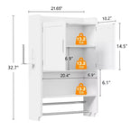 VECELO Mobiletto da bagno, mobiletto pensile con 2 ante e 1 ripiano aperto, bianco