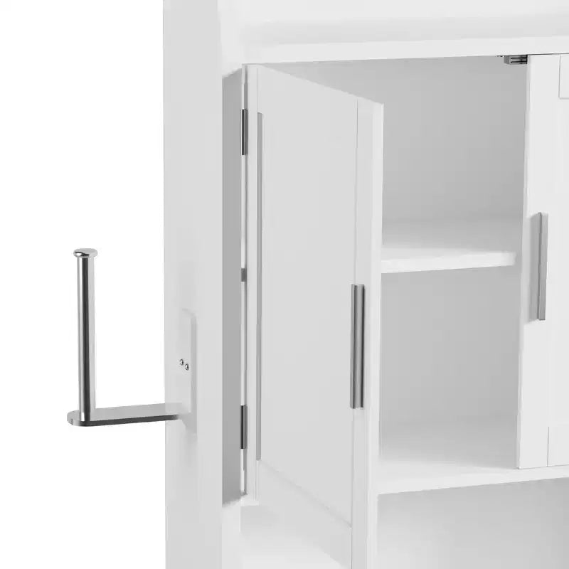 VECELO Mobiletto da bagno, mobiletto pensile con 2 ante e 1 ripiano aperto, bianco