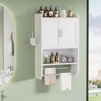 VECELO Mobiletto da bagno, mobiletto pensile con 2 ante e 1 ripiano aperto, bianco