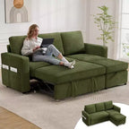 Divano Letto Trasformabile Dyonery 81, Divano Estraibile 2 in 1 con Chaise Longue Reversibile con Contenitore