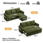 Divano Letto Trasformabile Dyonery 81, Divano Estraibile 2 in 1 con Chaise Longue Reversibile con Contenitore