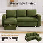 Divano Letto Trasformabile Dyonery 81, Divano Estraibile 2 in 1 con Chaise Longue Reversibile con Contenitore