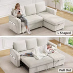 Divano Letto Trasformabile Dyonery 81, Divano Estraibile 2 in 1 con Chaise Longue Reversibile con Contenitore