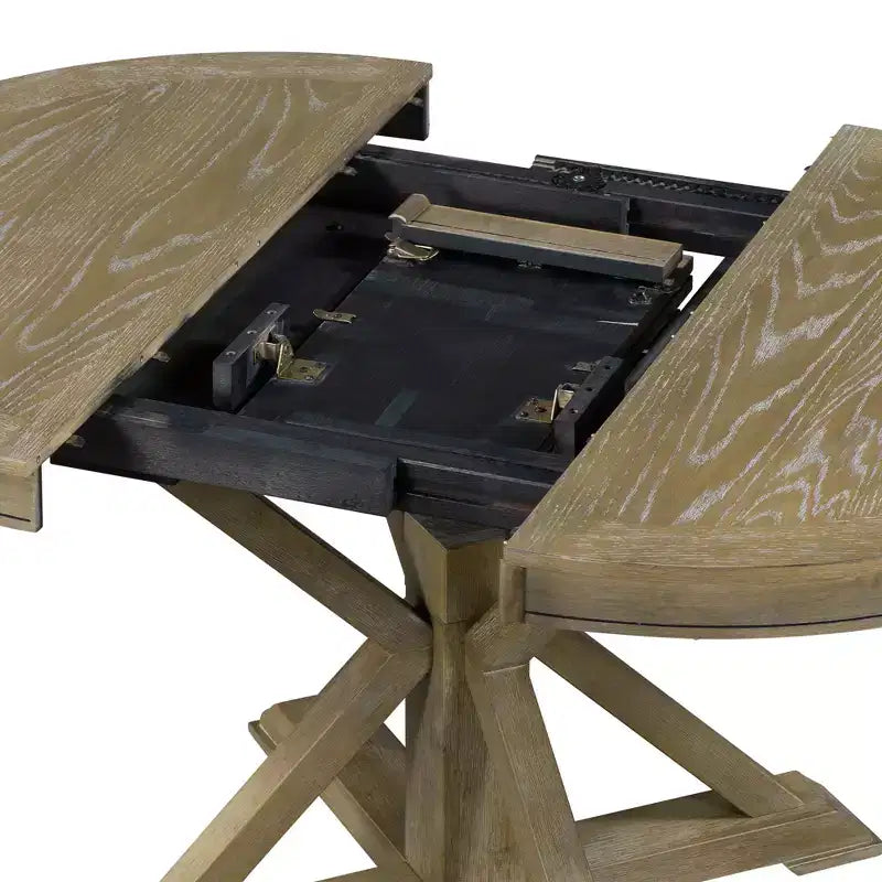 Bellemave Tavolo da cucina rotondo allungabile con prolunga removibile da 12" e struttura robusta per sala da pranzo, soggiorno, piccoli spazi (naturale)