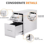 COZONY Cassetti per Cucina da Esterno con Porta Rotolo di Carta, Contenitore per Barbecue in Acciaio Inossidabile, Cassetti di Accesso per Stazione Multi-Grill