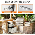 COZONY Cassetti per Cucina da Esterno con Porta Rotolo di Carta, Contenitore per Barbecue in Acciaio Inossidabile, Cassetti di Accesso per Stazione Multi-Grill
