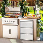 COZONY Cassetti per Cucina da Esterno con Porta Rotolo di Carta, Contenitore per Barbecue in Acciaio Inossidabile, Cassetti di Accesso per Stazione Multi-Grill