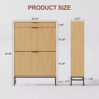 Moderno mobile portascarpe scanalato 2 cassetti a ribalta + cassetto scorrevole con gancio, organizzatore sottile in legno per appartamento/ingresso (1 pezzo)