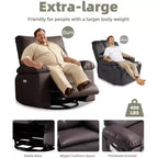 Poltrona Reclinabile Oversize con Girevole a 360°, Funzione Dondolo, Funzione Massaggio e Telecomando Inclusi per Soggiorni e Camere da Letto, Beige