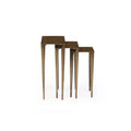 HomeStock Nia Large Nest Side Table, Metal Top in Brushed Bronze, Metal Base in Brushed Bronze and Gold