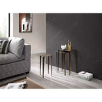 HomeStock Nia Tavolino nidificato grande, piano in metallo bronzo spazzolato, base in metallo bronzo spazzolato e oro