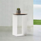 HomeStock 25 in.H White Color Round Powder-Coated Steel Table Top End Table 1 -piece